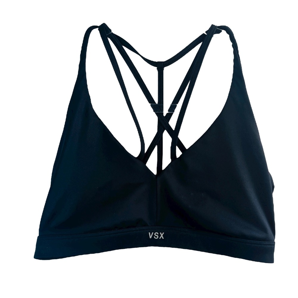 Victoria's Secret VSX Black Strappy Sports‎ Bra Size S Workout Gym Athleisure